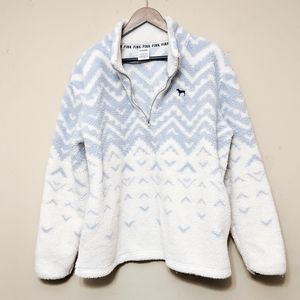 VS Pink blue and white sherpa